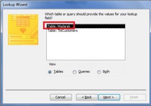 Lookup Wizard in Access